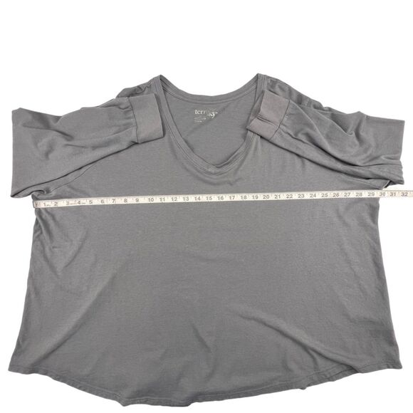 Terra & Sky T Shirt Womens 4X Gray Basic V Neck Tee Soft Casual Everyday Top - Picture 4 of 9